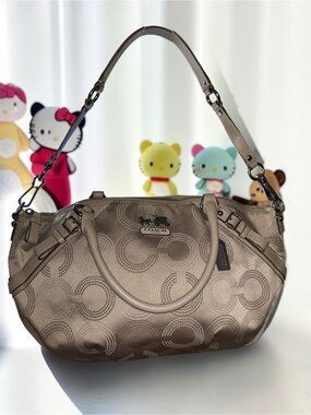 Coach Madison Sophia Dotted Op Art Sateen Satchel 15967 Champagne Taupe